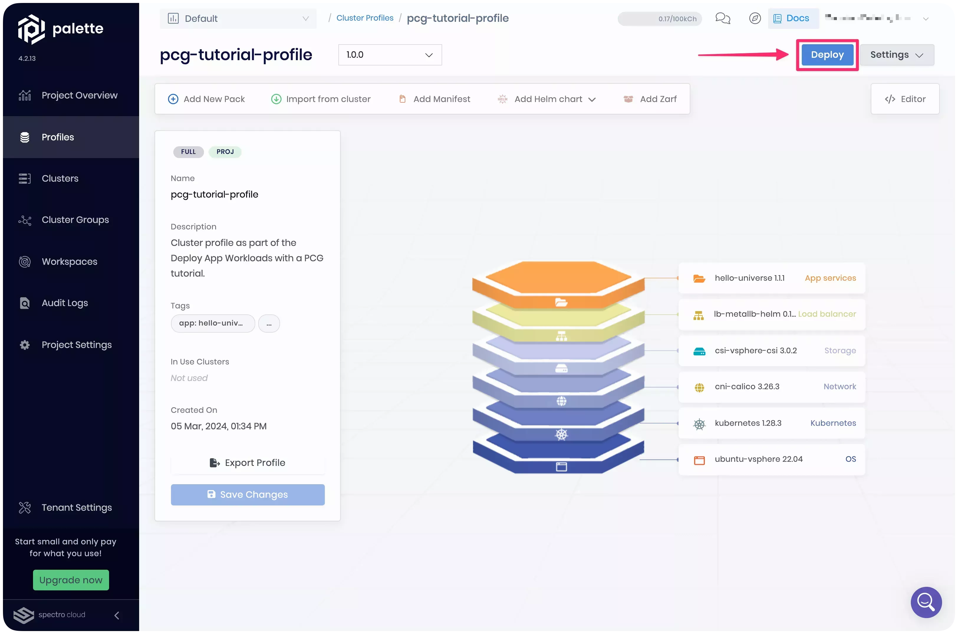 Cluster profile page.